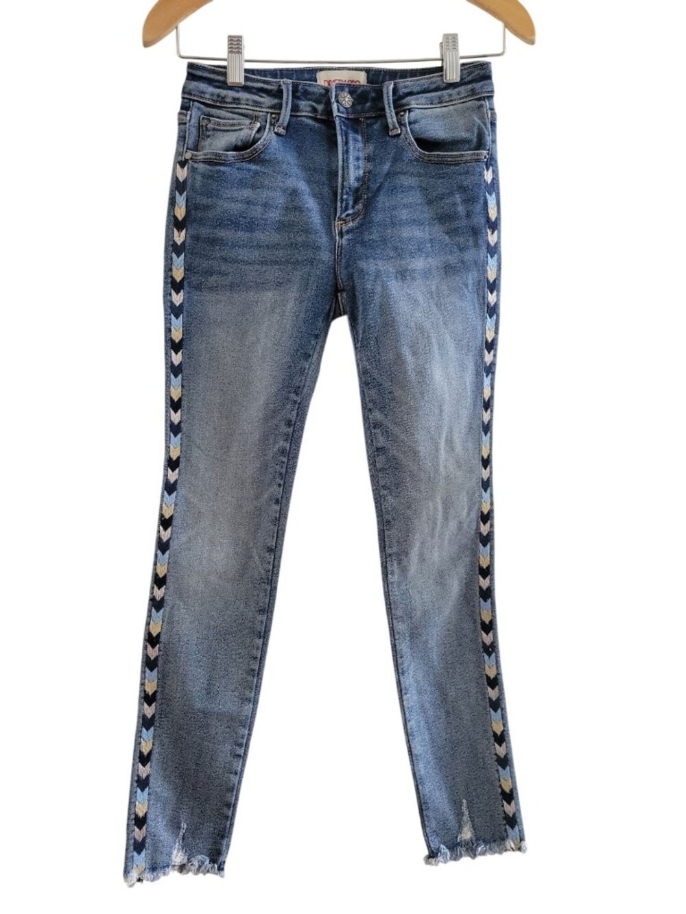 Driftwood Jackie Embroidered Blue Jeans size 25 x28 Skinny boho Coastal Cowgirl